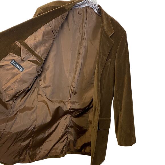 DRAGONFLY Velvet Blazer 2-Button Sport Coat Brown Punk Goth Jacket Jimi Rockstar - Picture 4 of 13